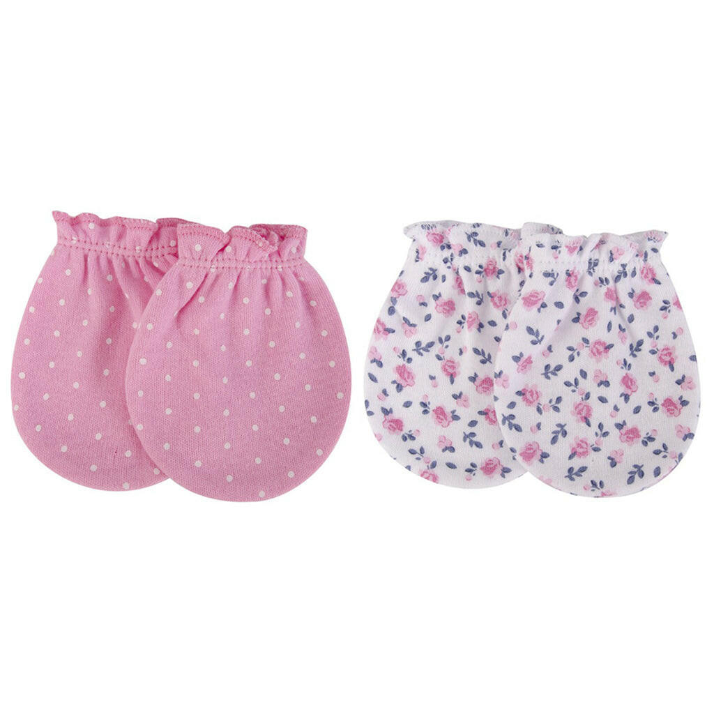 Hudson Baby 2 Pairs Scratch Mittens Set (100% Cotton)