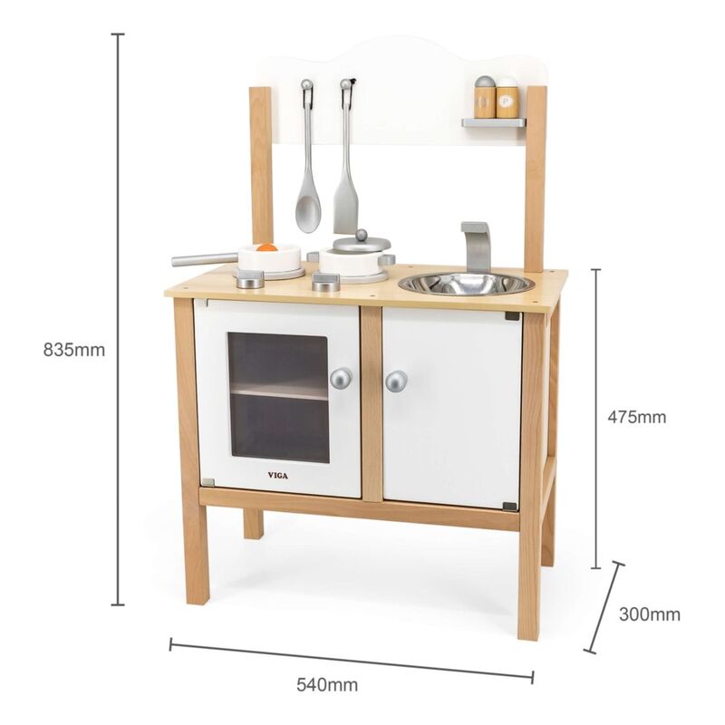VIGA - Noble Wooden Play Kitchen with Accessories