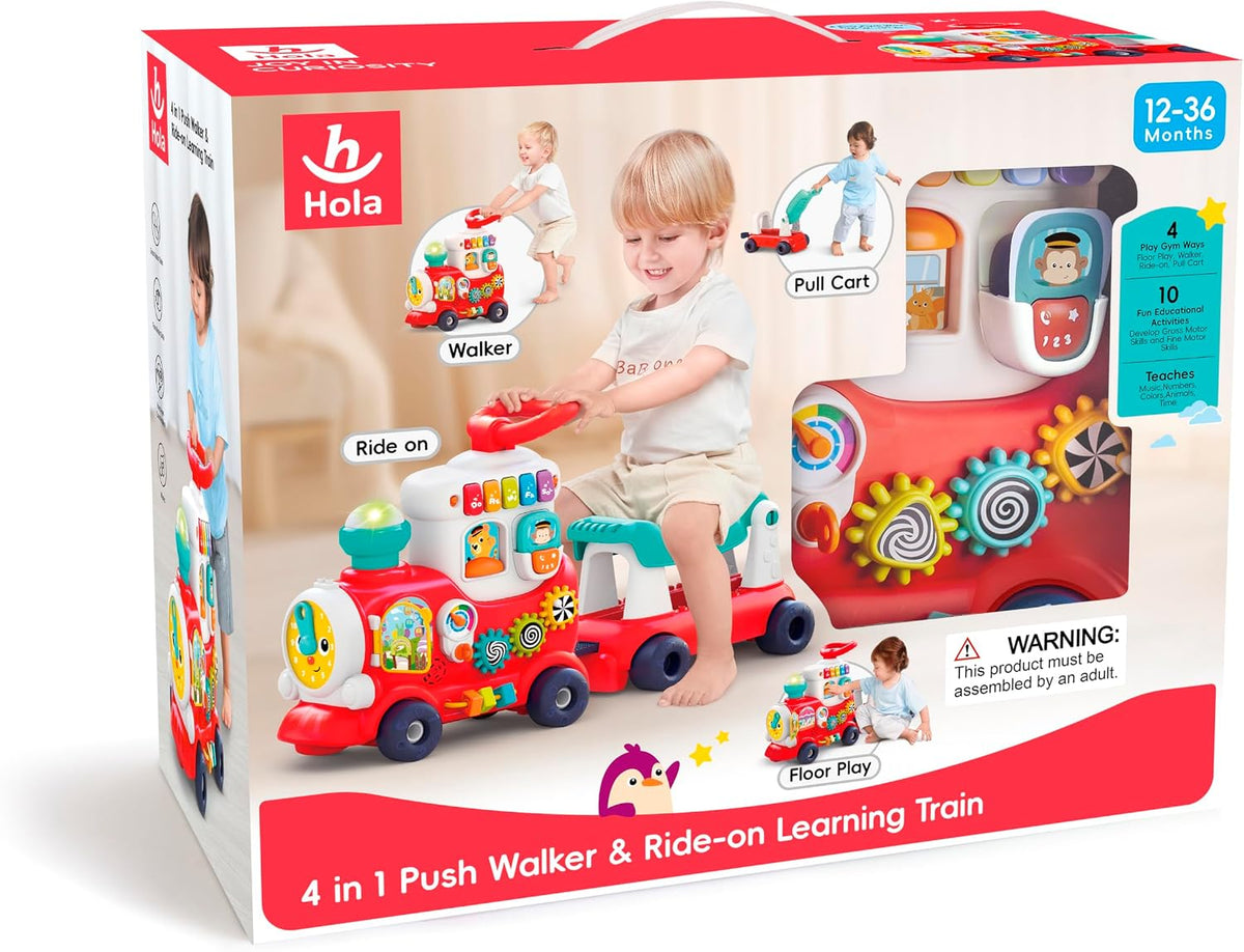 Hola 4-in-1 Push Walker & Ride Convertible Learning Toy