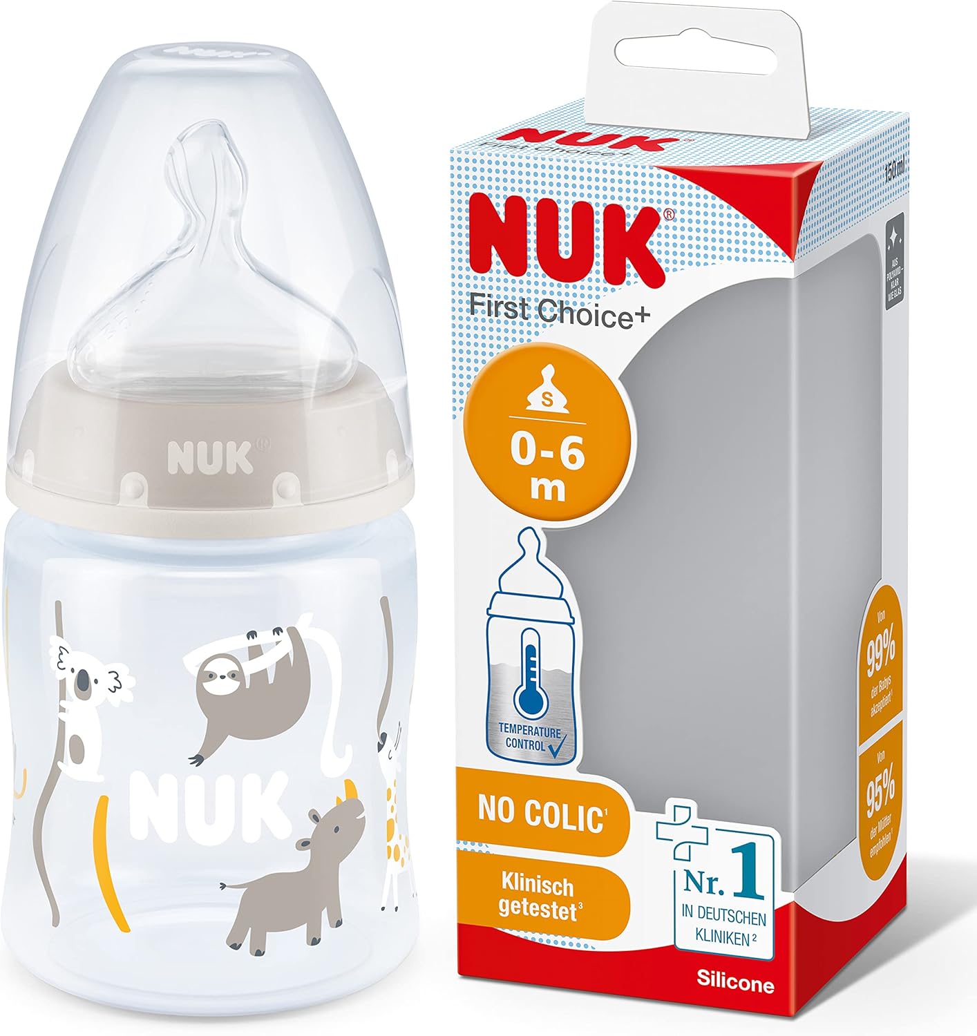 NUK First Choice+ Baby Bottle, 0-6 Months, 150ml