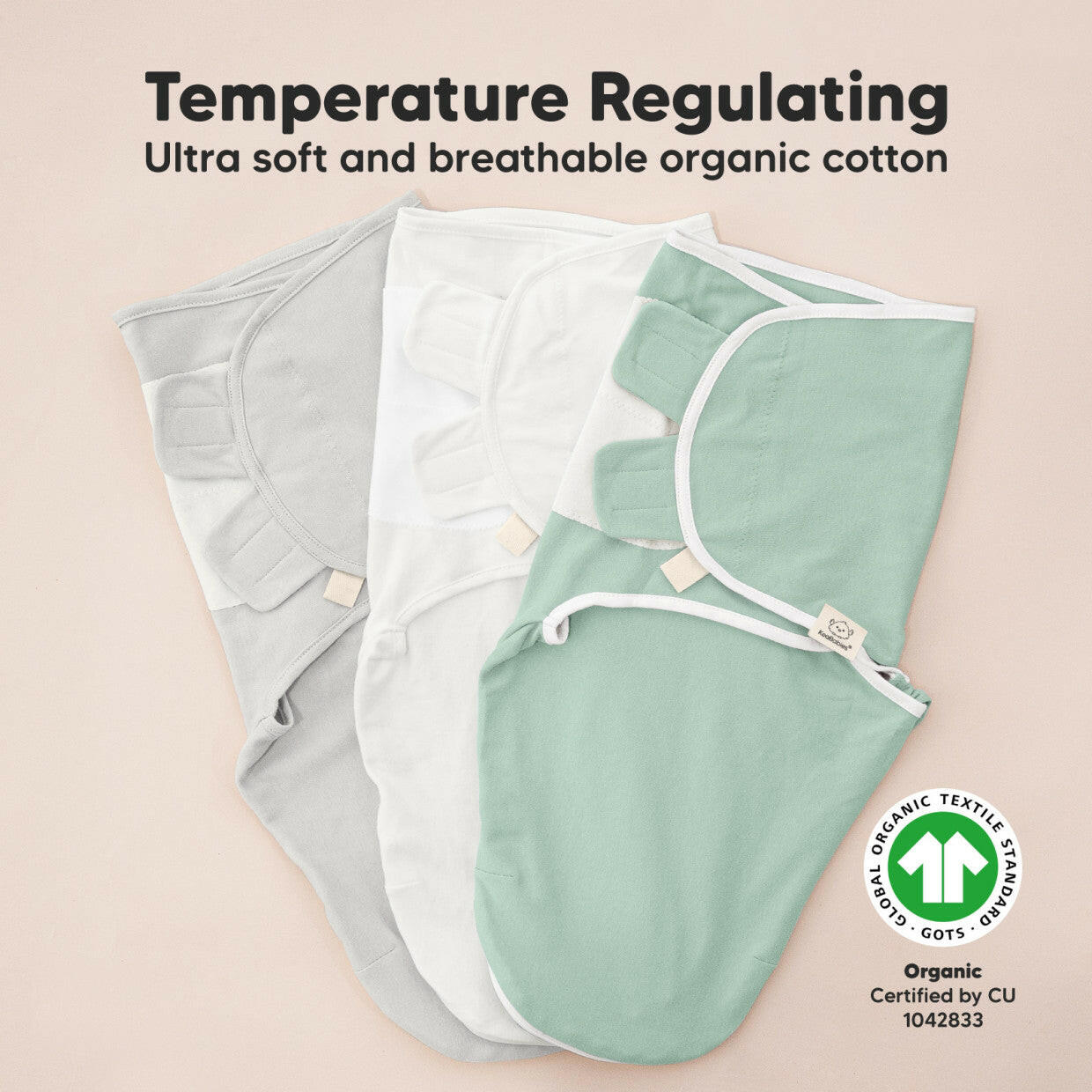 Keababies 3-Pack Organic Baby Swaddle Sleep Sacks - 0-3 Months