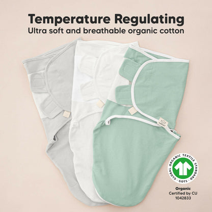 Keababies 3-Pack Organic Baby Swaddle Sleep Sacks - 0-3 Months