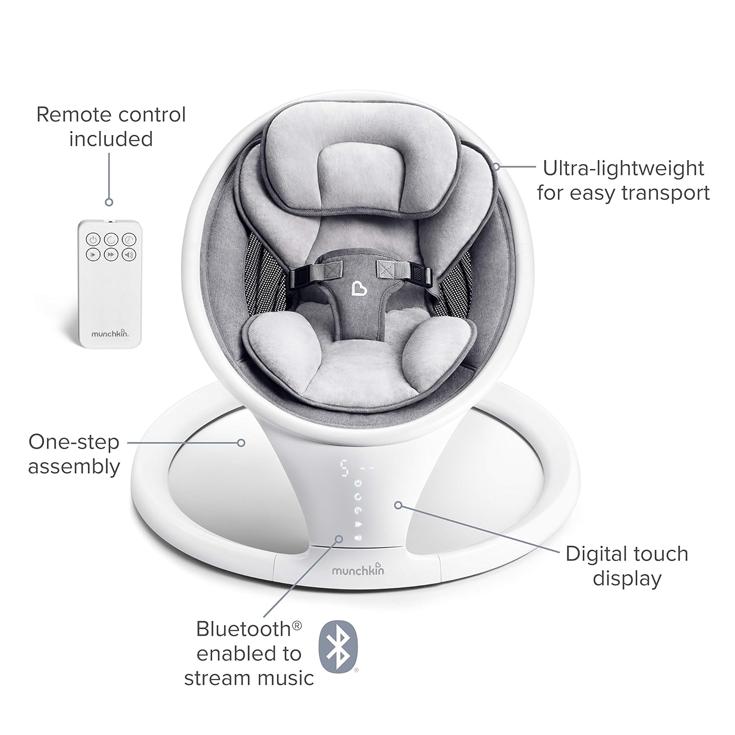 Munchkin Bluetooth Enabled Lightweight Baby Swing