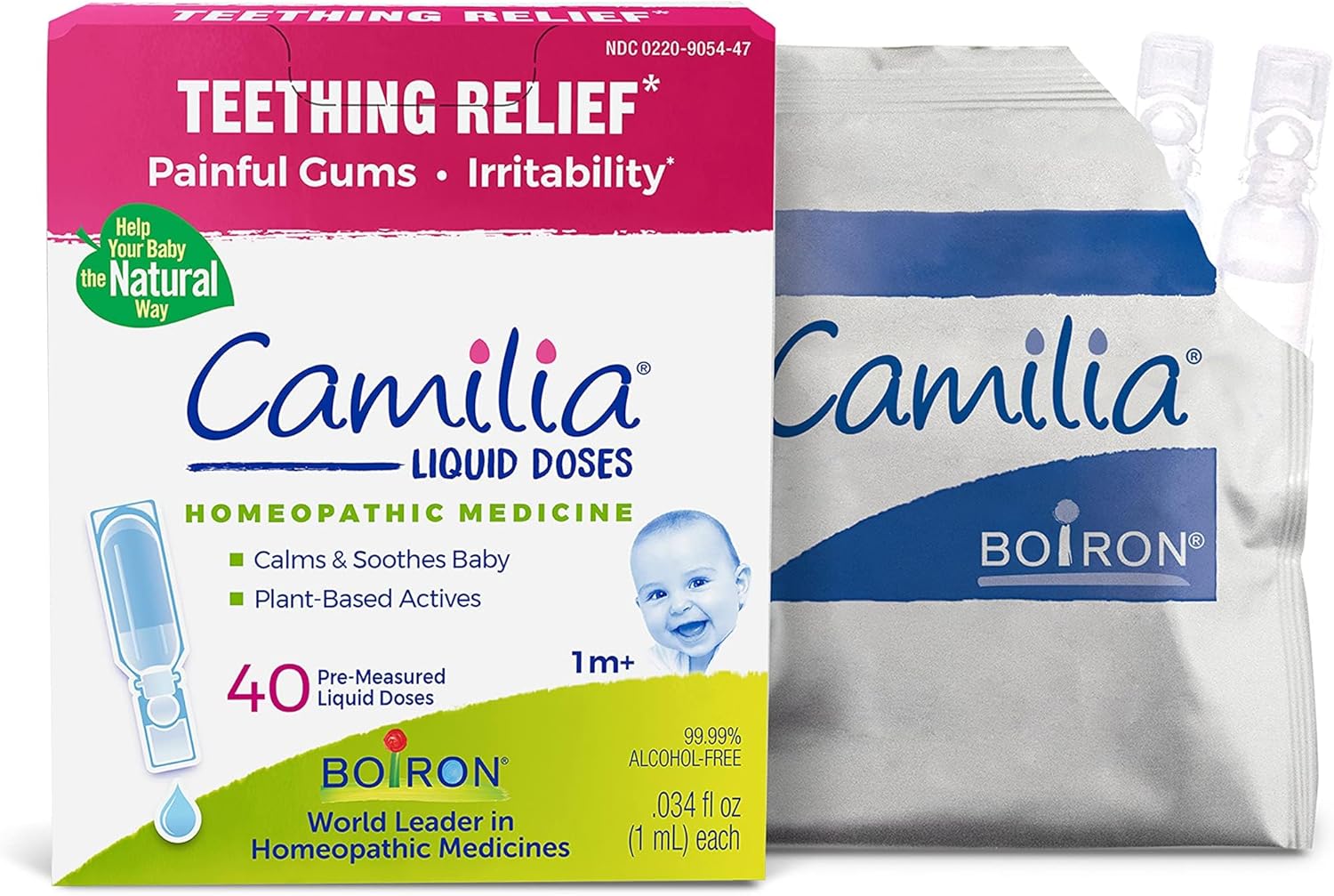 Boiron Camilia Teething Drops for Daytime and Nighttime Relief of Painful or Swollen Gums and Irritability in Babies - 40 Count