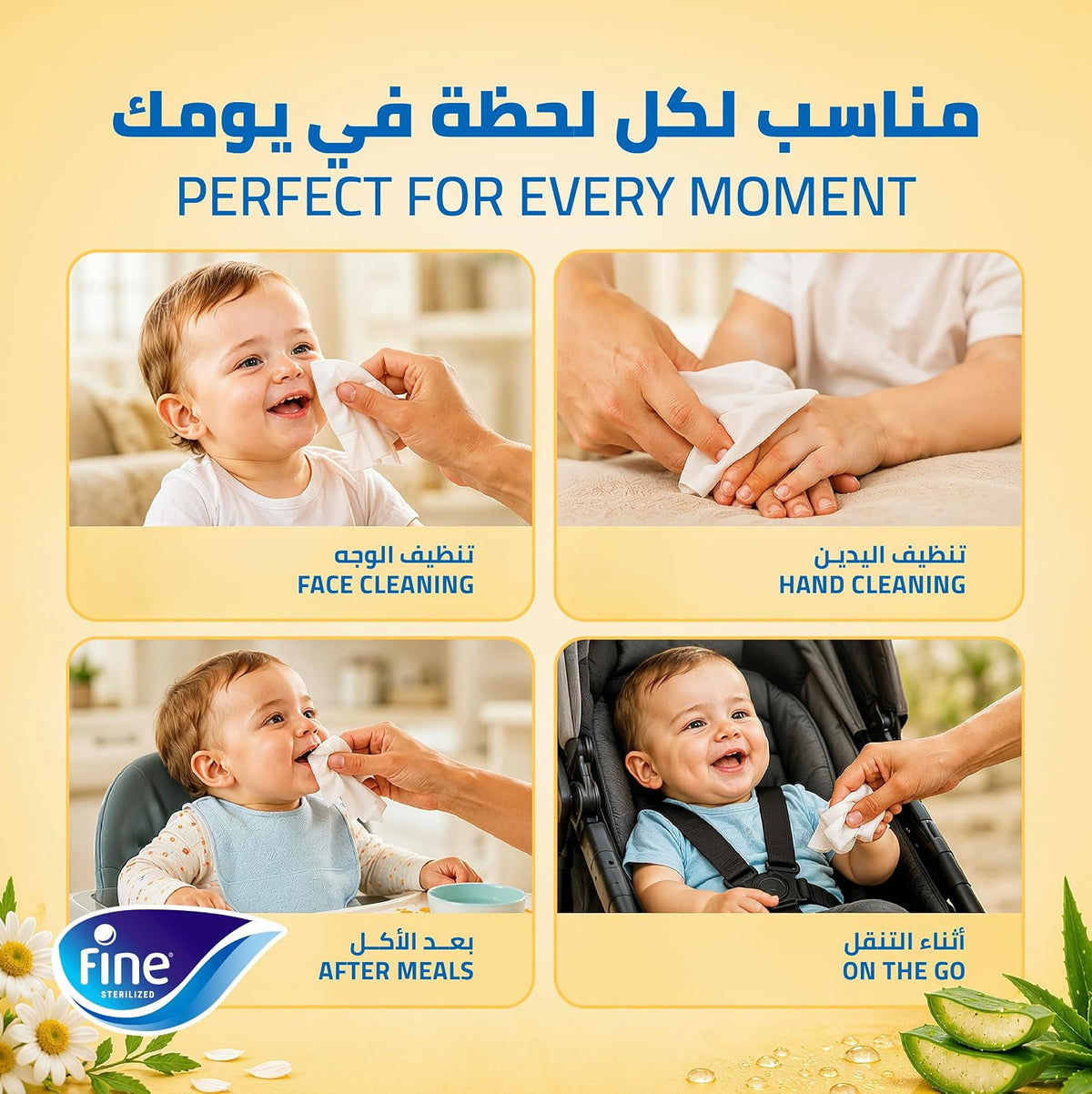 Fine Baby Wet Wipes Alovera & Cham (72s)