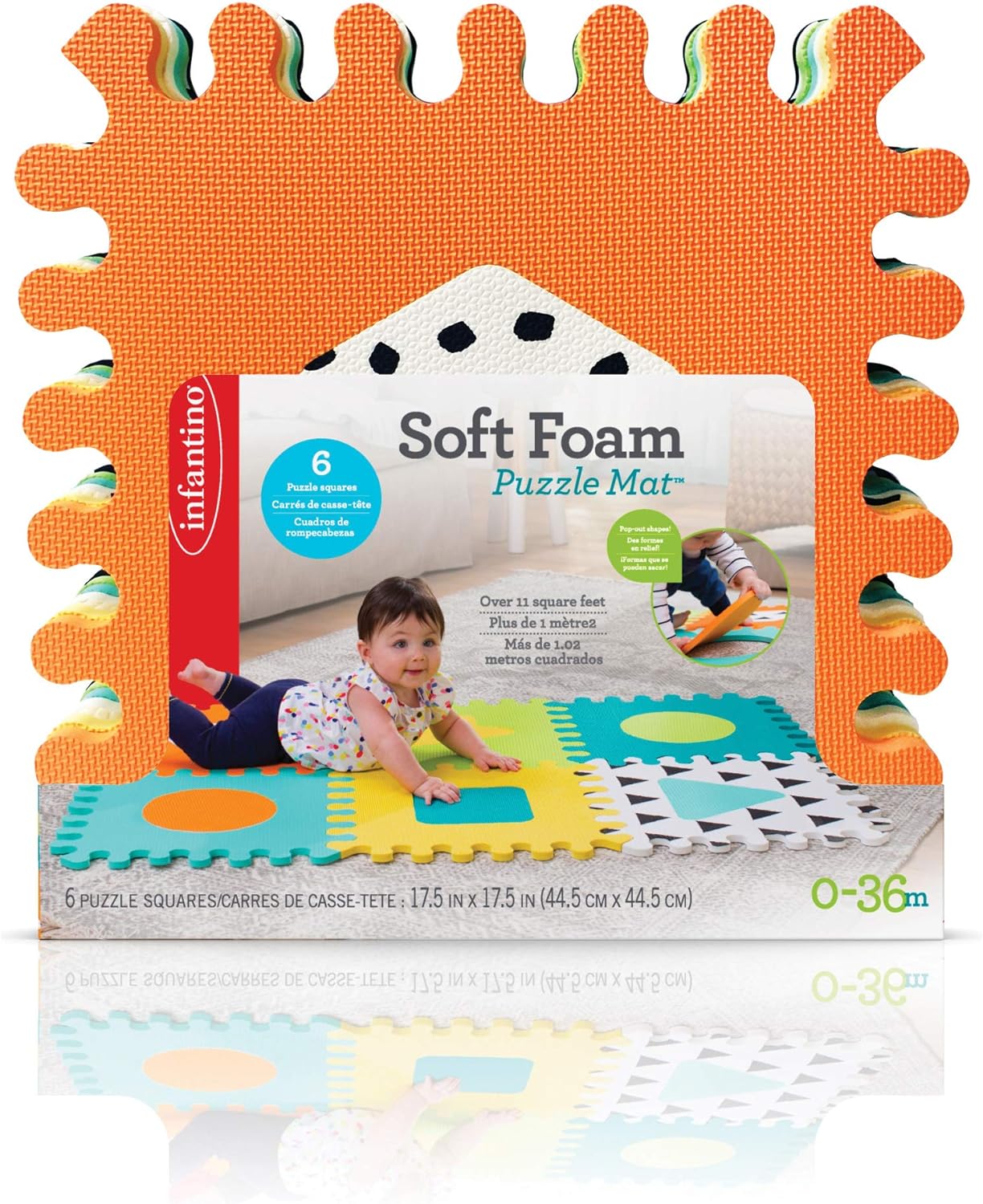 Infantino Soft Foam Puzzle Mat, Multicolor, 6pcs