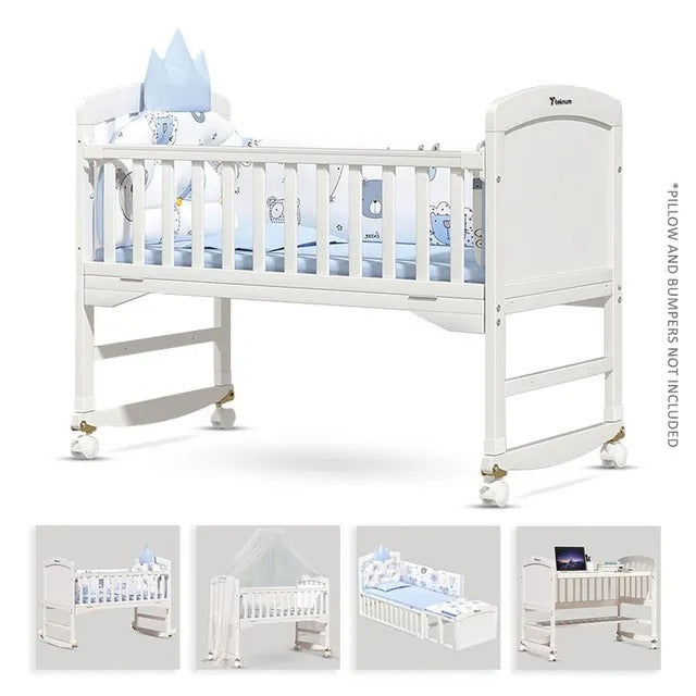 Teknum 7-in-1 Convertible Kids Bed & Bedside Crib – White