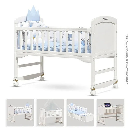 Teknum 7-in-1 Convertible Kids Bed & Bedside Crib – White