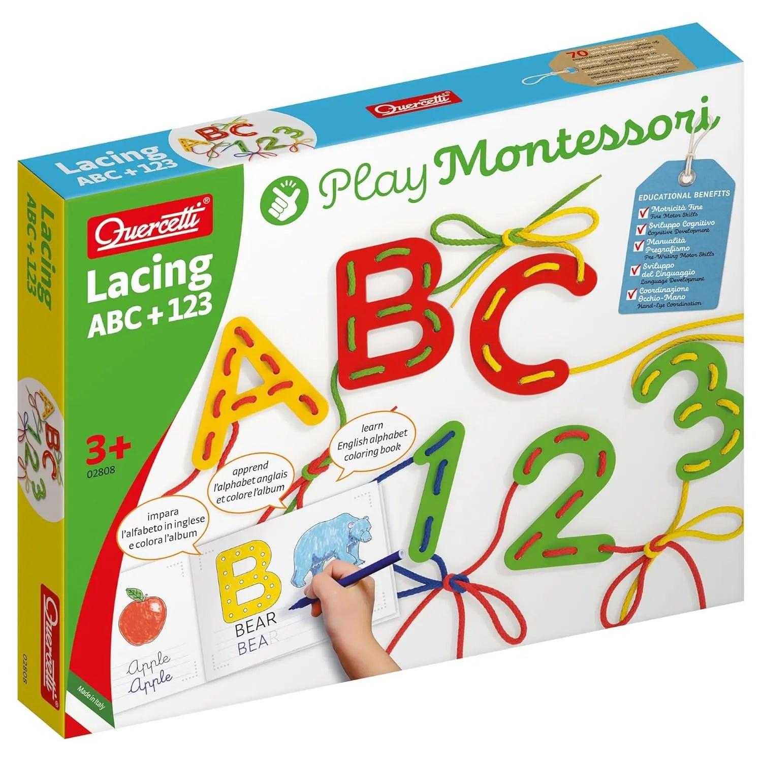 Quercetti Play Montessori Lacing ABC+123