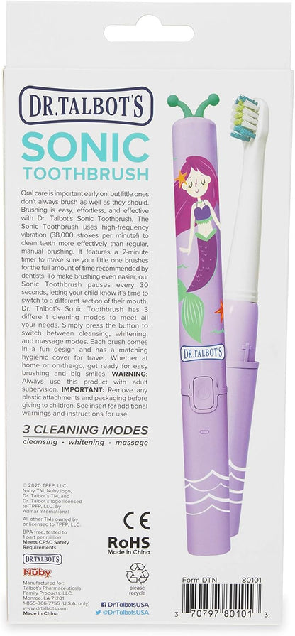 Dr. Talbot's Kids Sonic Toothbrush, Mermaid Design, Soft Bristles, Girl Print