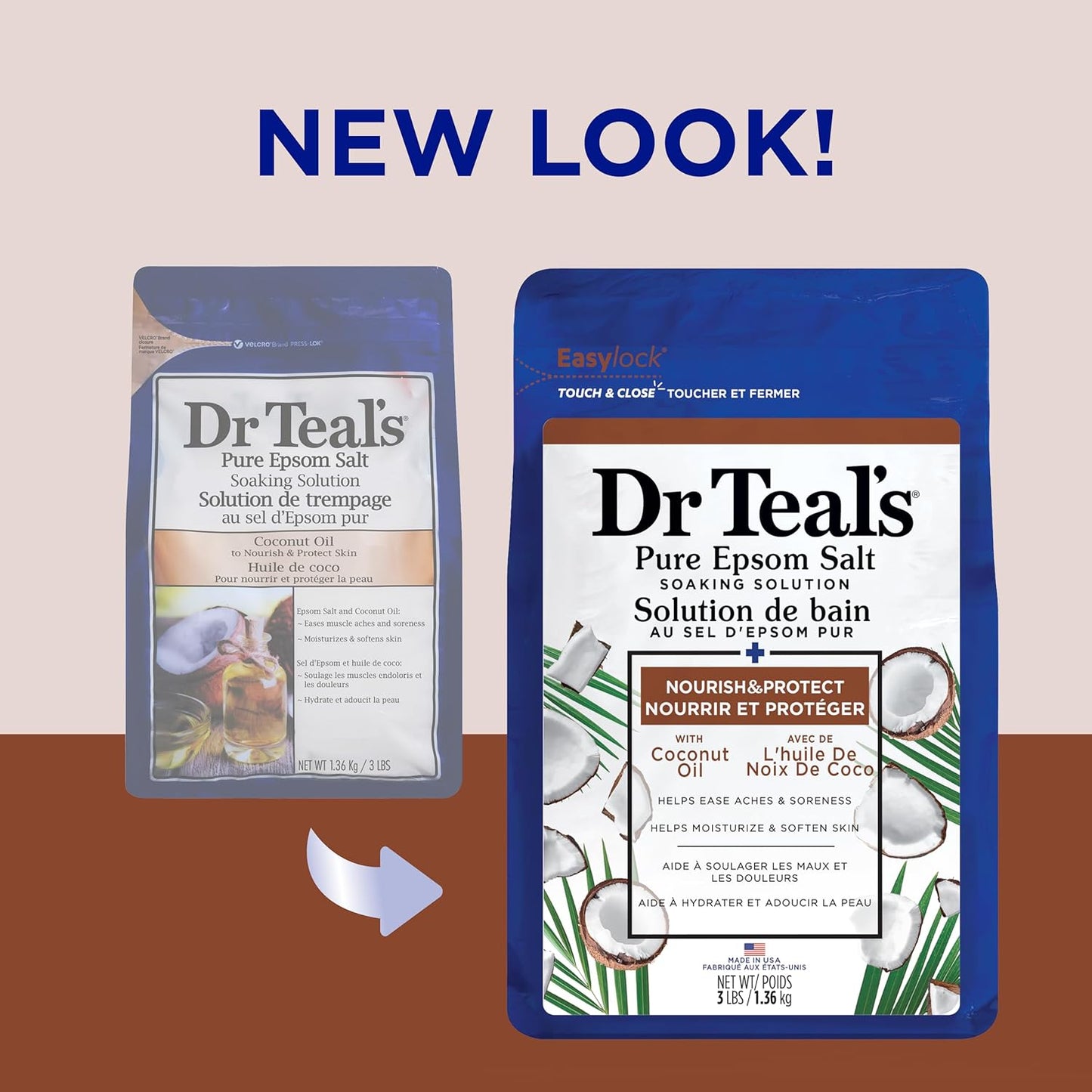 Dr. Teal's Salt Soak with Pure Epsom Salt, Nourish & Protect with Coconut Oil (36kg) 