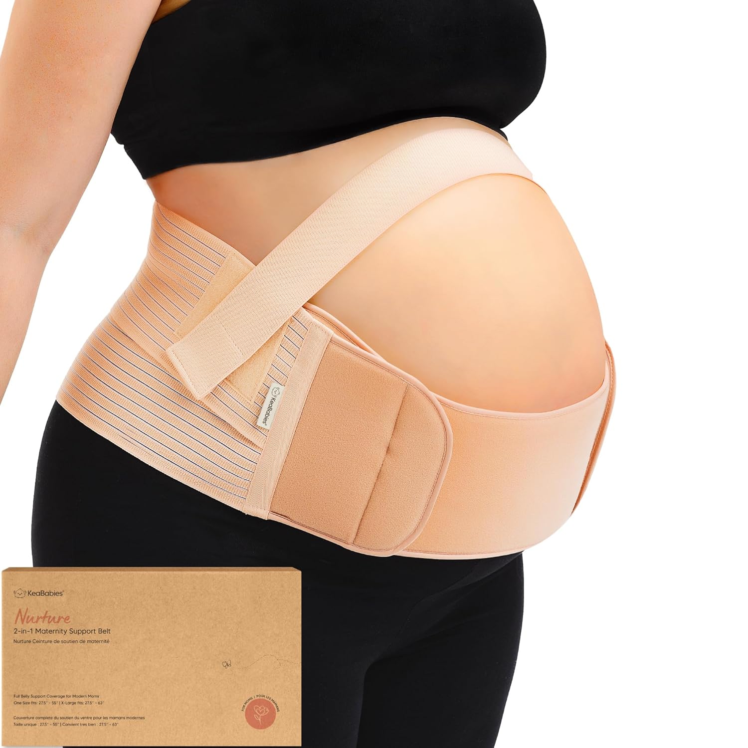 2-in-1 Pregnancy Belly Support Belt, Classic Ivory, One Size