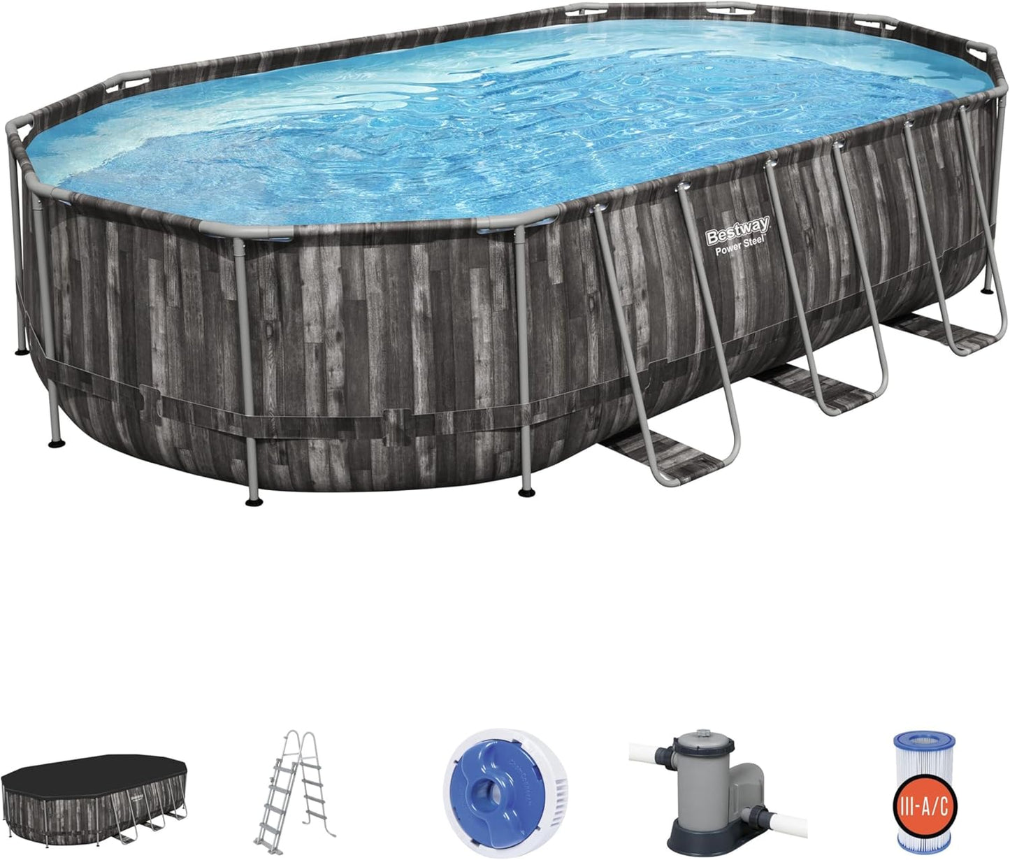 Bestway Oval Pool Set (20' x 12' x 48"/6.10m x 3.66m x 1.22m)