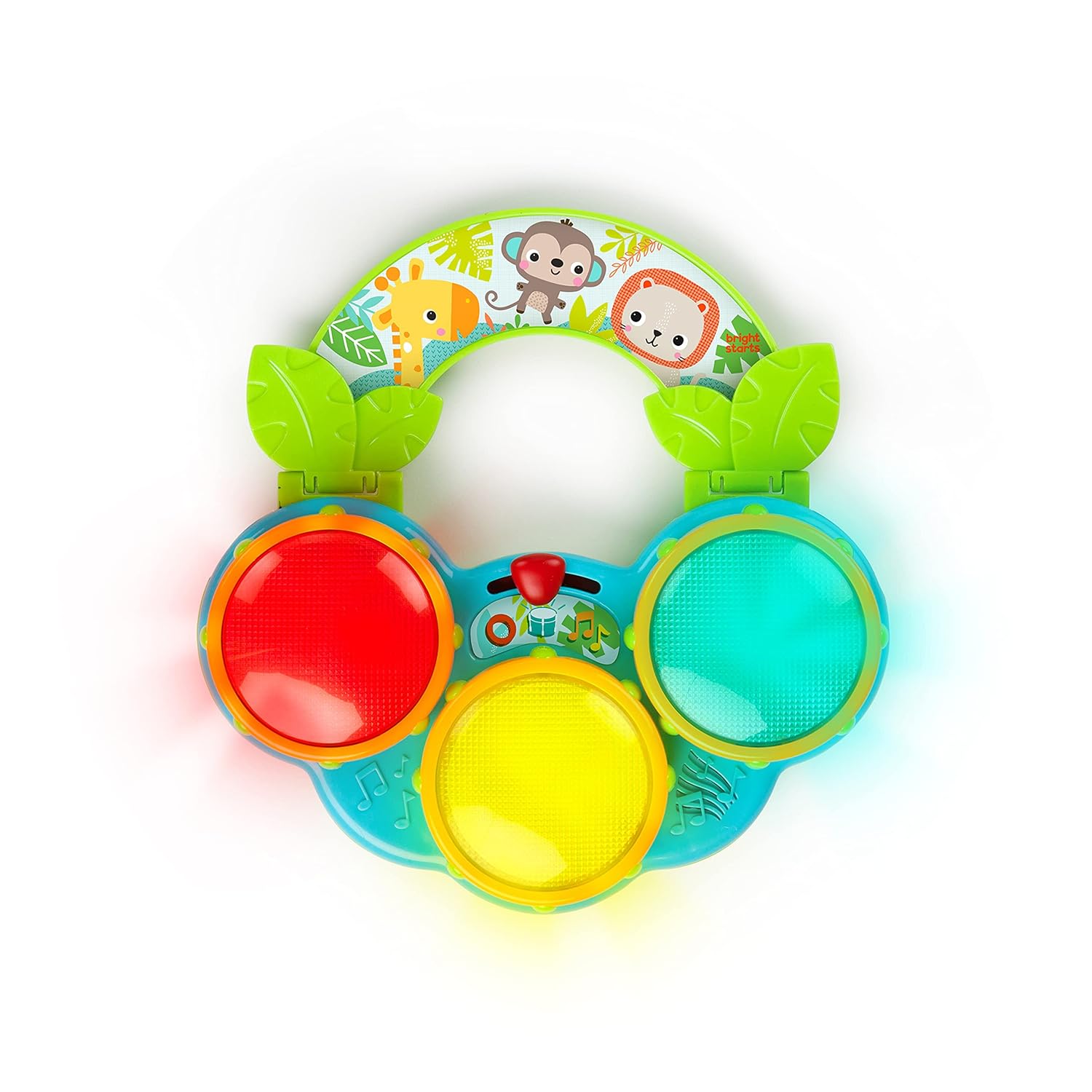 Bright Starts Safari Beats Musical Drum Toy with Lights, Ages 3 Months+