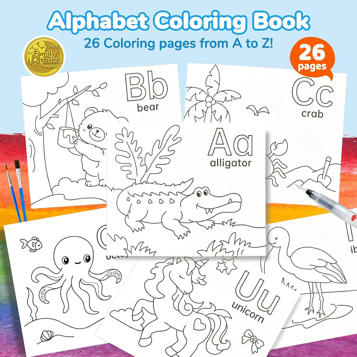 JoyCat Paint with Water Coloring Book for Toddlers – Blue