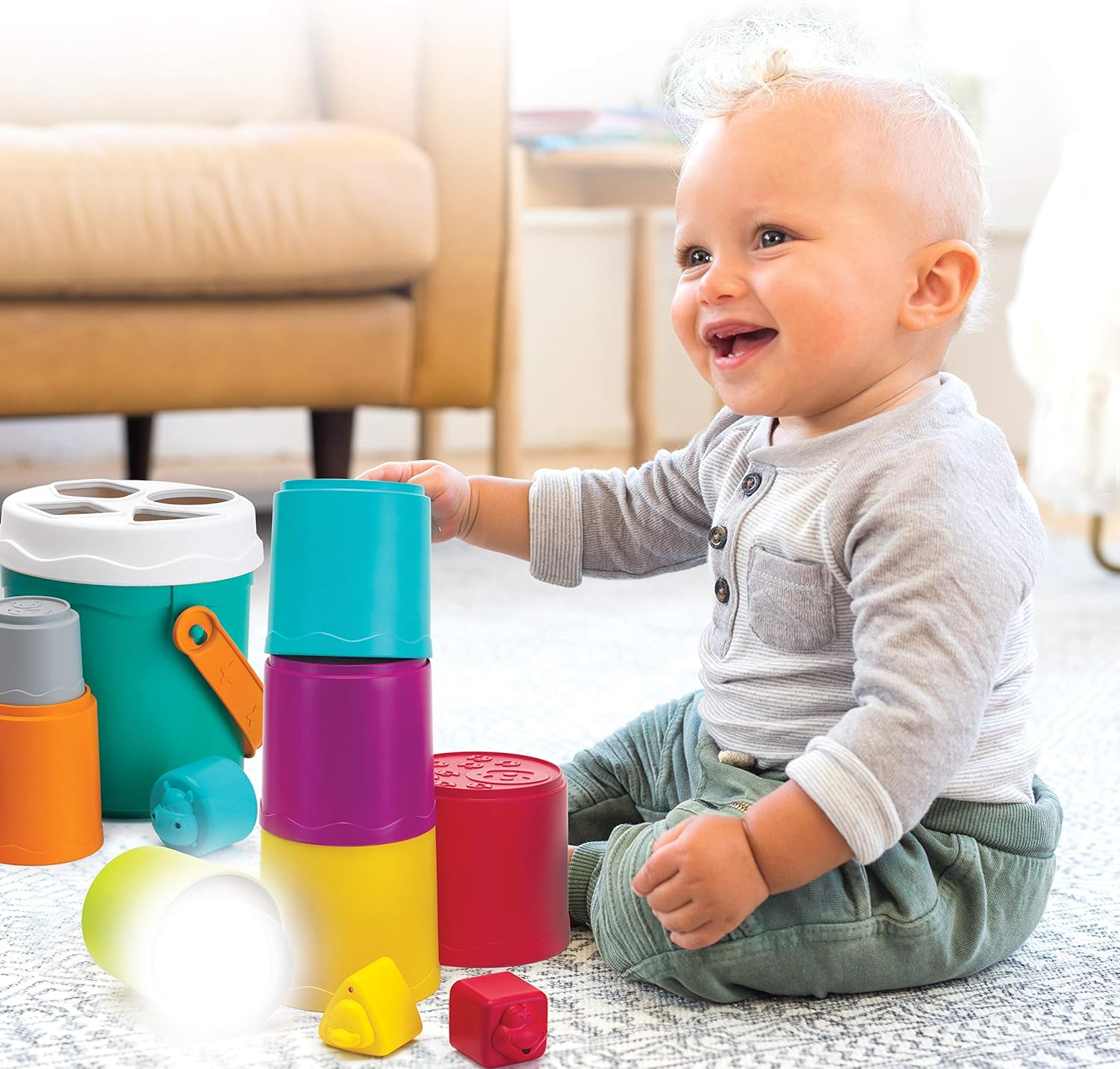 Infatino Shape Sorting Stack'n Nest Buckets