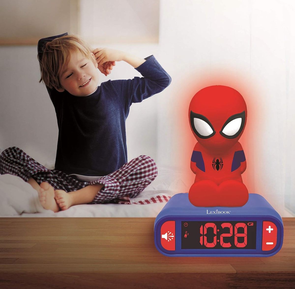 LEXiBOOK 3D Marvel Spider-Man Digital Alarm Clock with Night Light