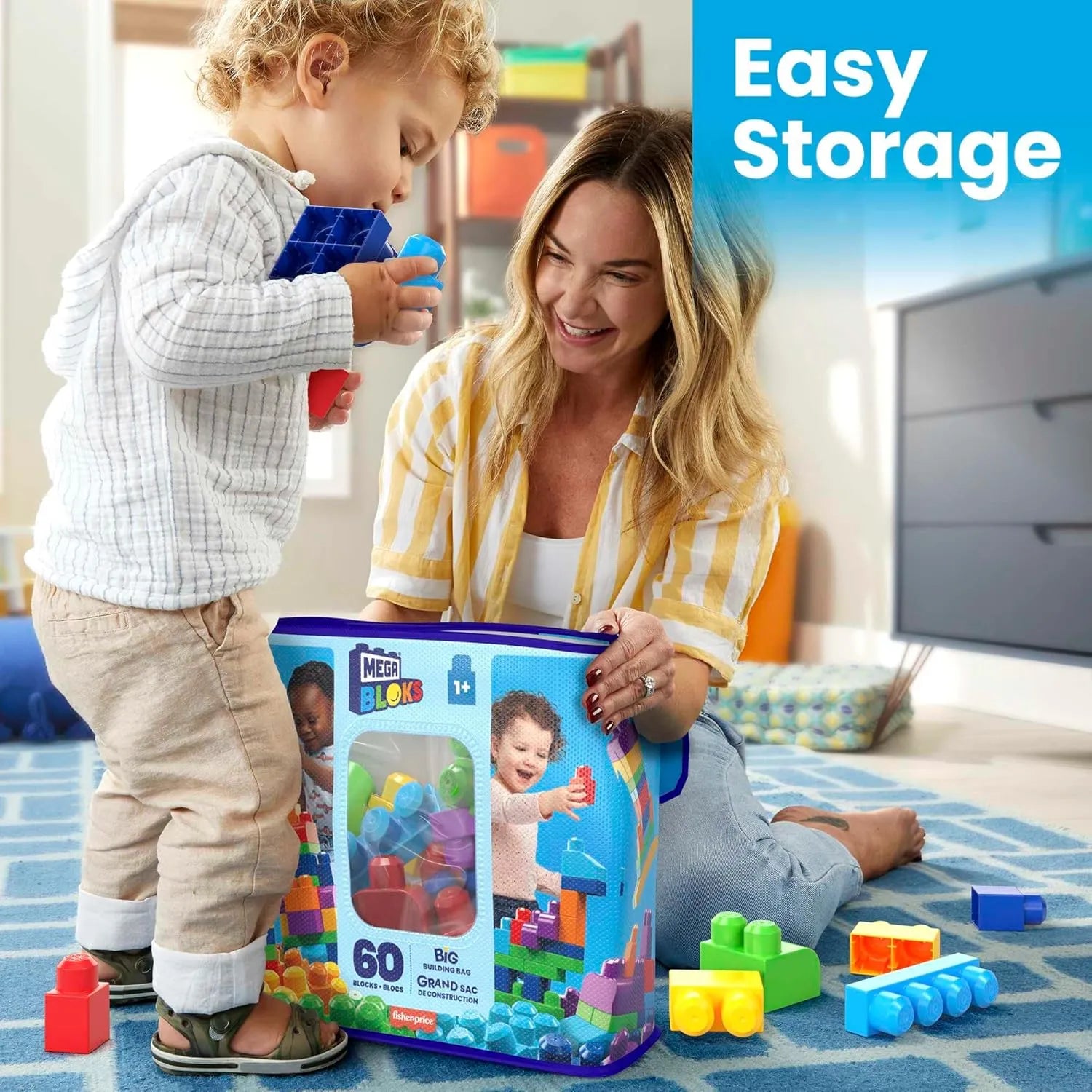 Mega Bloks Big Building Bag Building Set With 60 Big Building Blocks