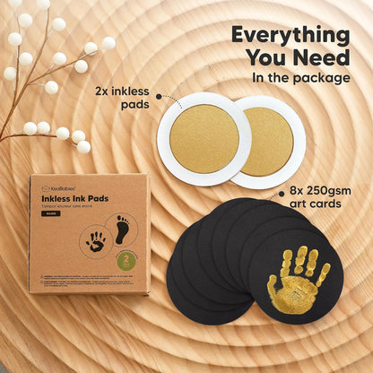 KeaBabies 2-Pack Round Inkless Baby Hand & Footprint Kit – Gold