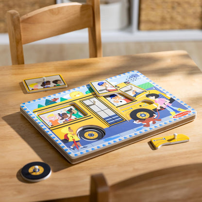 Melissa & Doug - The Wheels on the Bus Sound Puzzle - 6 Pcs - Multicolor