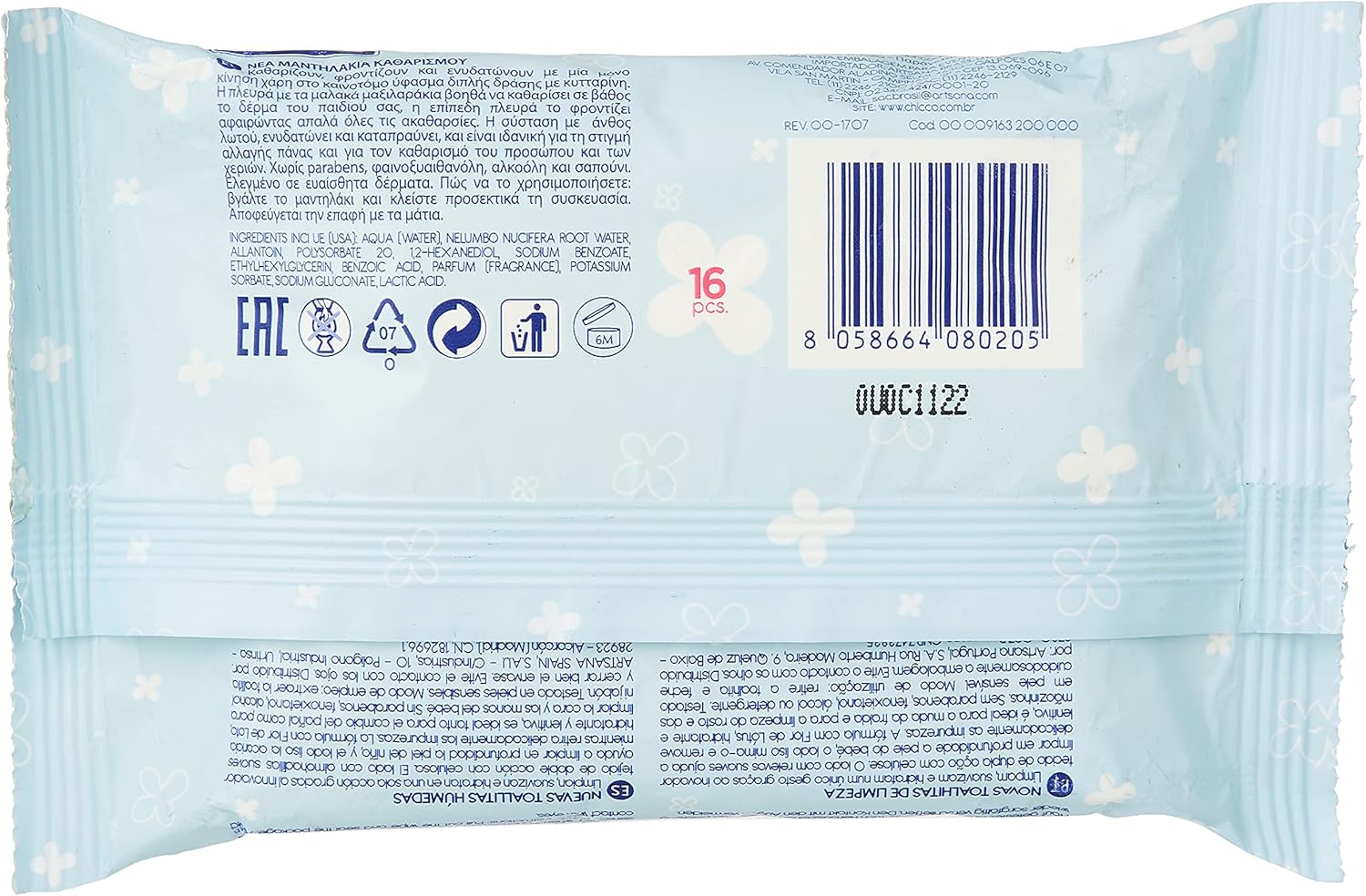 Chicco Baby Cleansing Wipes 16's