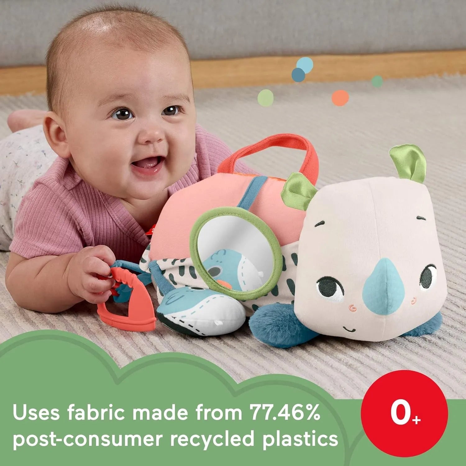 Fisher Price Newborn Toy Planet Friends Tummy Time Roaming Rhino Plush