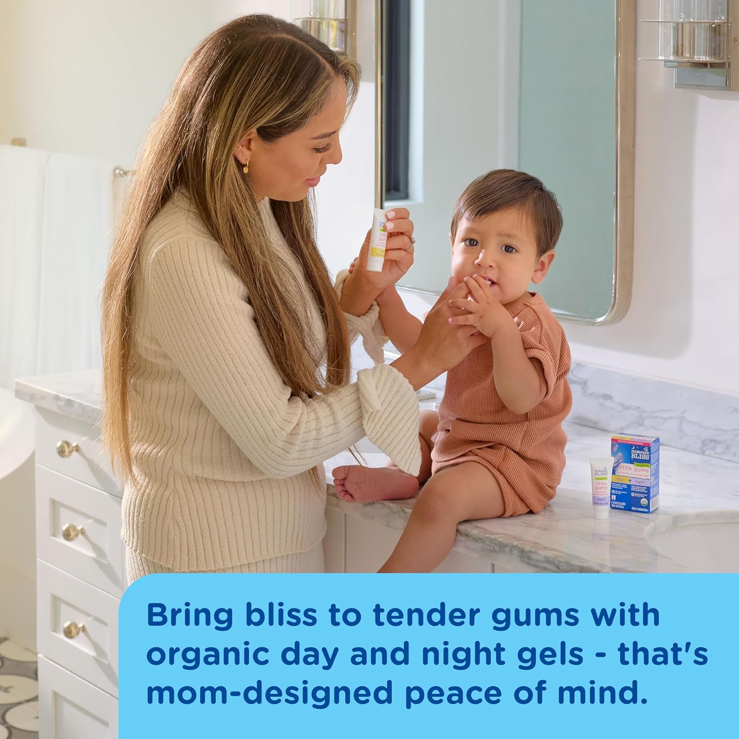 Mommy's Bliss Organic Little Gums Soothing Massage Gel Day and Night Combo, Great for Teething Babies, Age 2 Months+, Sugar Free, Mild & Sweet Flavor, 2 - 0.53 Oz Tubes