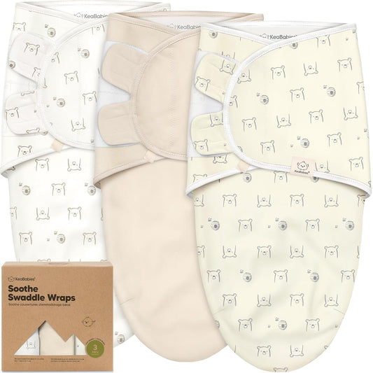 Keababies Soothe Swaddle Wrap (Bumble Bear) - Pack of 3