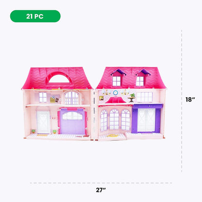 Boley - 21-Piece Collapsible Pretend Play Doll House Toy