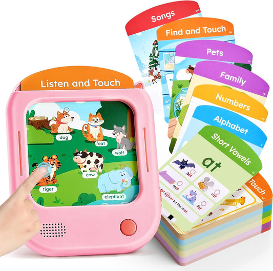JoyCat Kids Learning Tablet with Talking Phonics Flash Cards – 156 Pages (Pink)