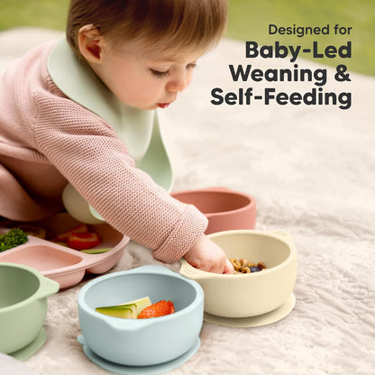Keababies Prep Silicone Suction Bowls (Pastel Sky) - Pack of 2