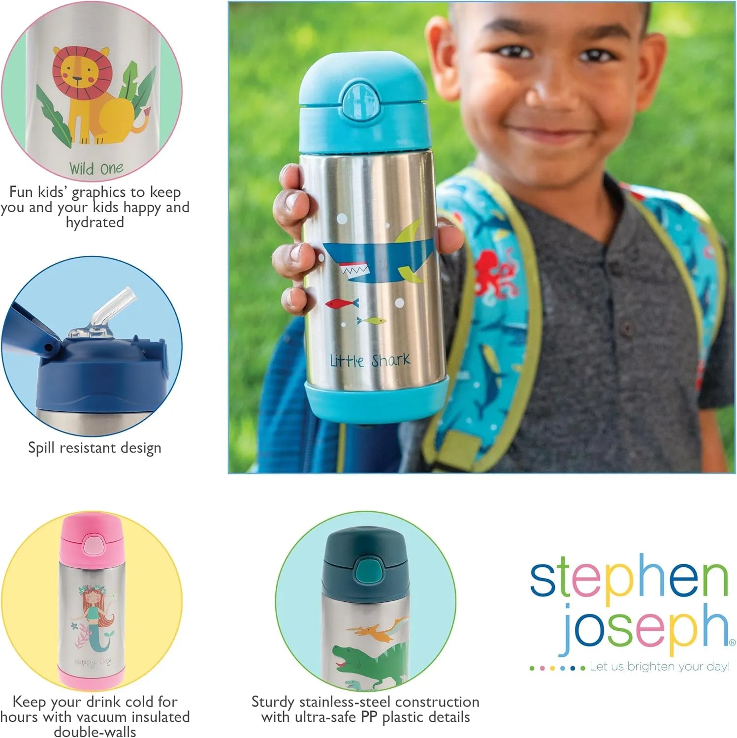 Stephen Joseph Insulated Double Wall Stainless Steel Bottle (350ml)