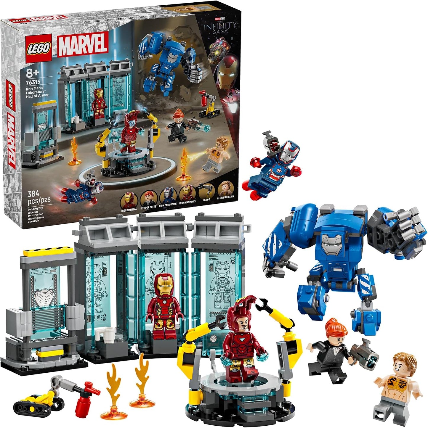 LEGO Marvel Iron Man’s Laboratory: Hall of Armor – 384 Pcs