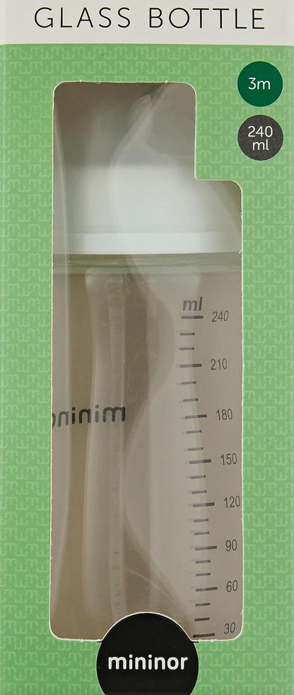 Mininor Anti-Colic Glass Baby Feeding Bottle (240ml)