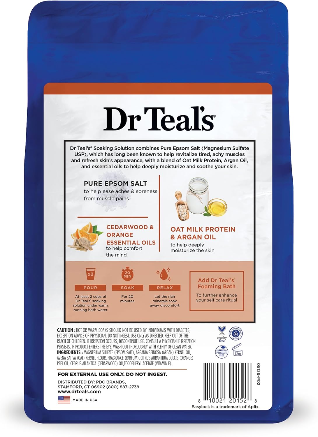 Dr. Teal's Epsom Salt Magnesium Soak, Soothe & Comfort with Oat Milk & Argan Oil (1.36kg) 