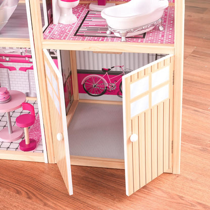 KidKraft - Sparkle Mansion Wooden Dollhouse - Pink - 30 Pieces.
