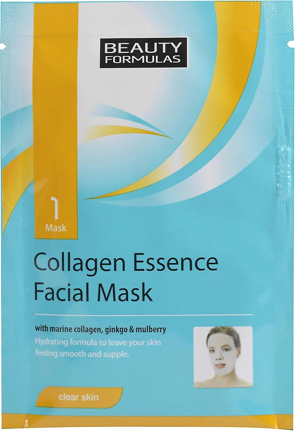 Beauty Formulas Clear Skin Collagen Essence Facial Mask (Pack of 1)