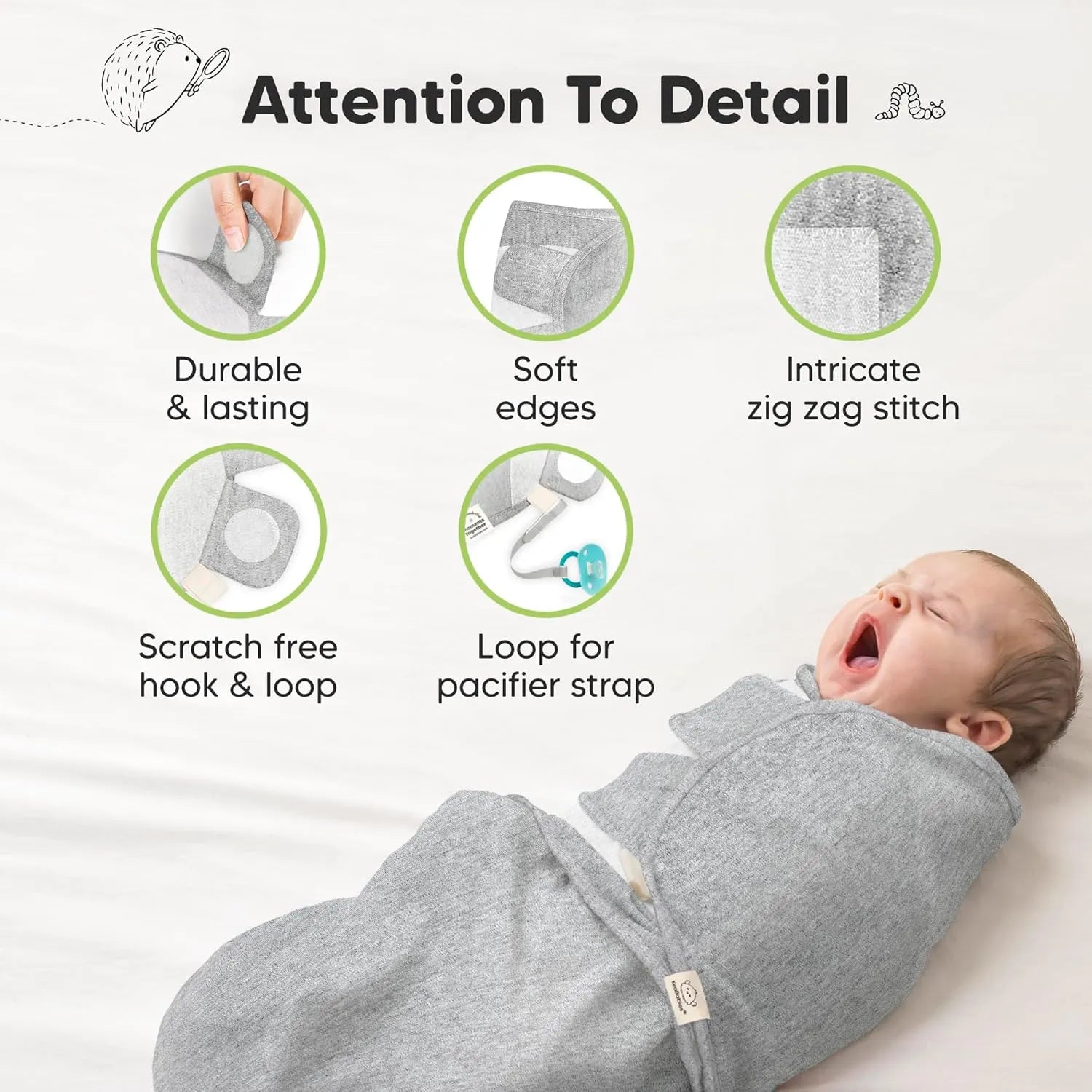 Keababies 3-Pack Organic Baby Swaddle Sleep Sacks (Cloud)