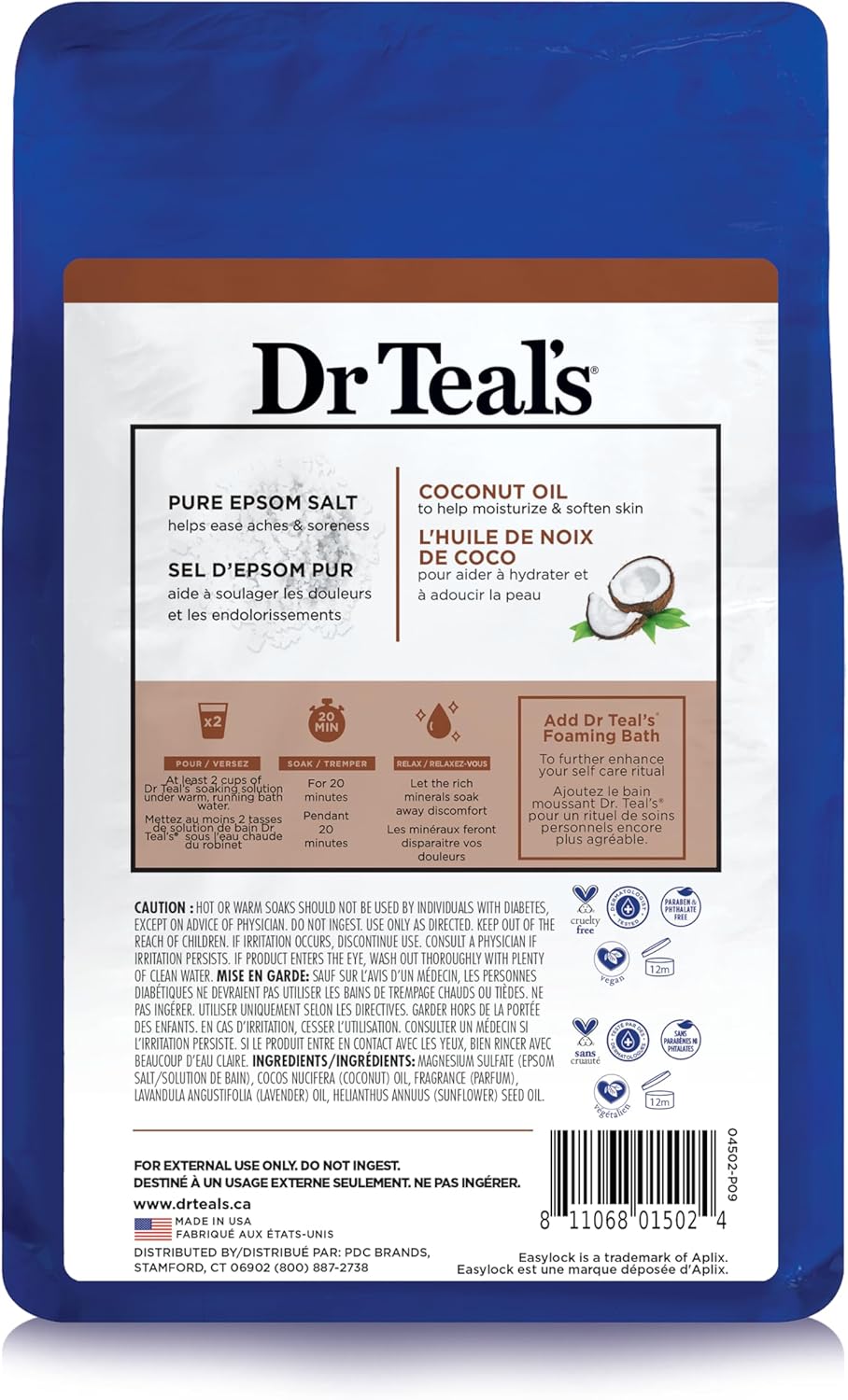 Dr. Teal's Salt Soak with Pure Epsom Salt, Nourish & Protect with Coconut Oil (36kg) 