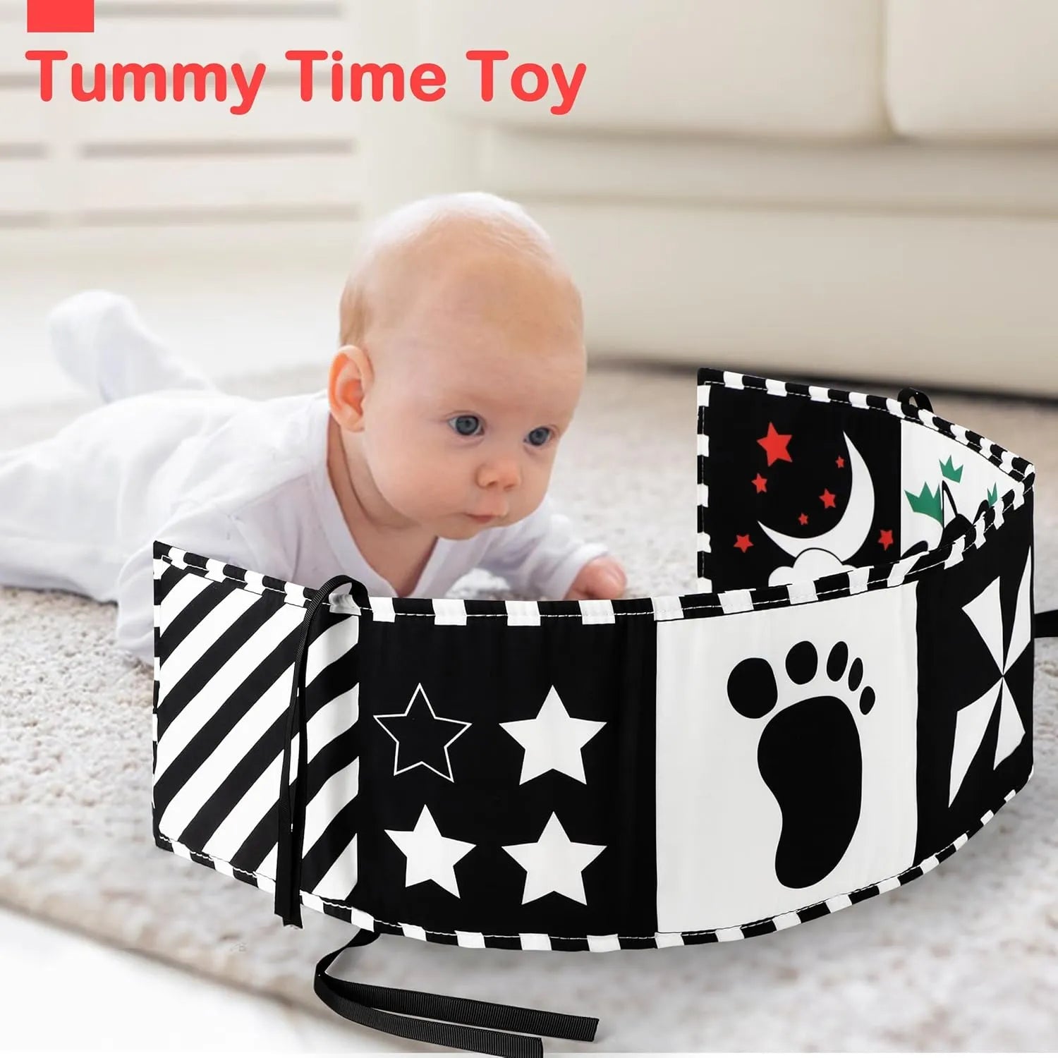 Urmywo Black and White Tummy Time High Contrast Toys, Soft Baby Book (0-3 Months)