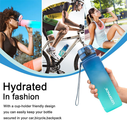 UZSPACE - 500ml Leakproof BPA-Free Tritan Sports Water Bottle - Blue/Green Gradient