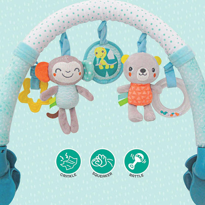 لوح ألعاب الأنشطة Moon Jungle Friends، لعبة معلقة، قضيب أنشطة لعربة الأطفال المقوسة، لعبة قطيفة 0 مليون+