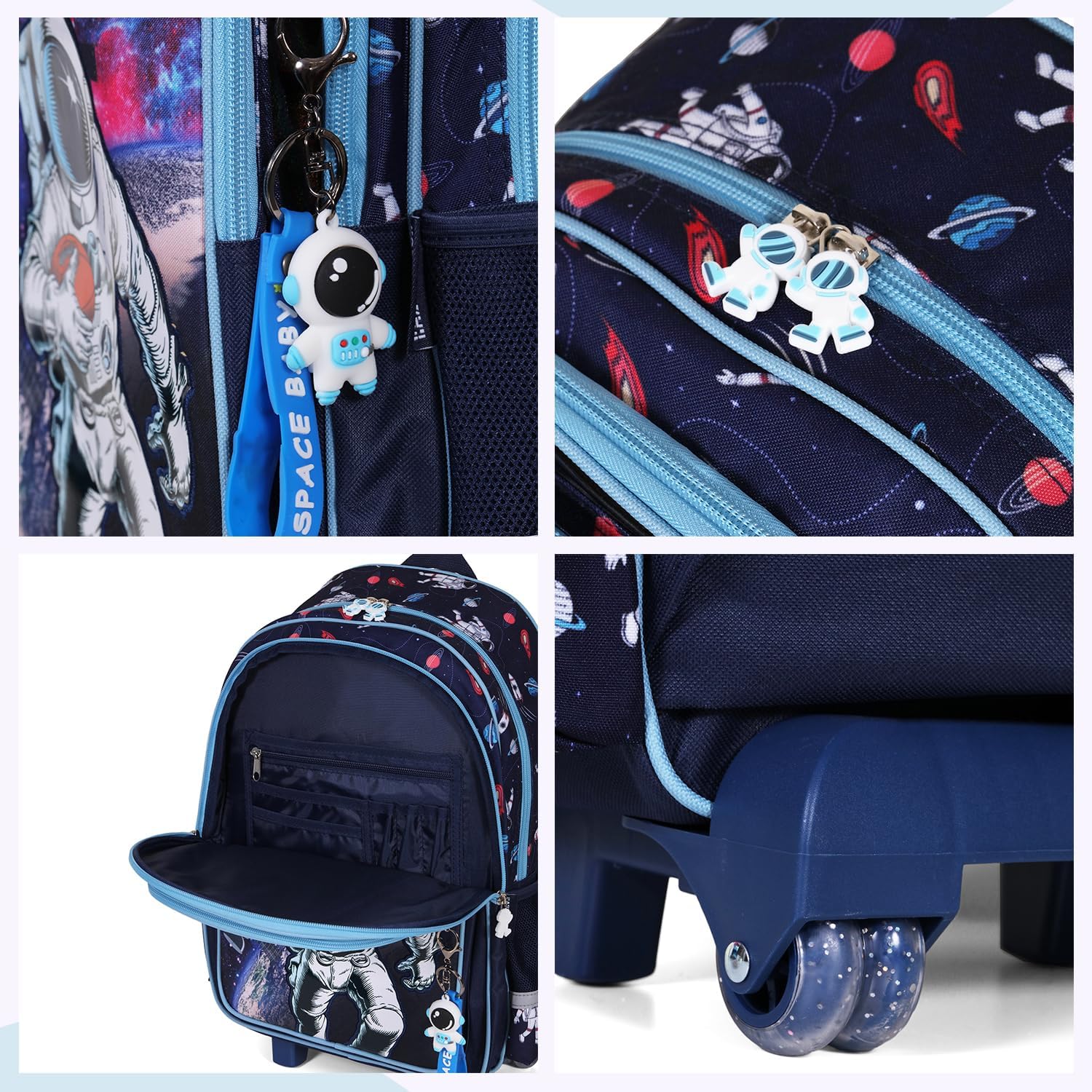Eazy Kids Set of 4 School Bag & Pencil Case (Astronaut Blue)