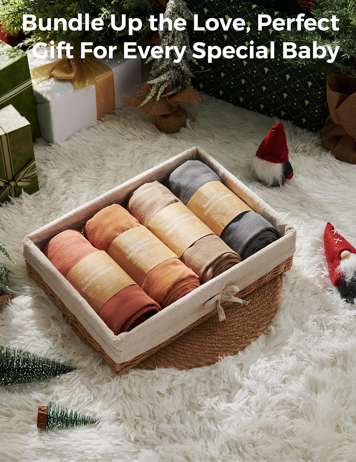 Momcozy Baby Muslin Swaddle Blanket Natural Cotton Linen - Pack of 4
