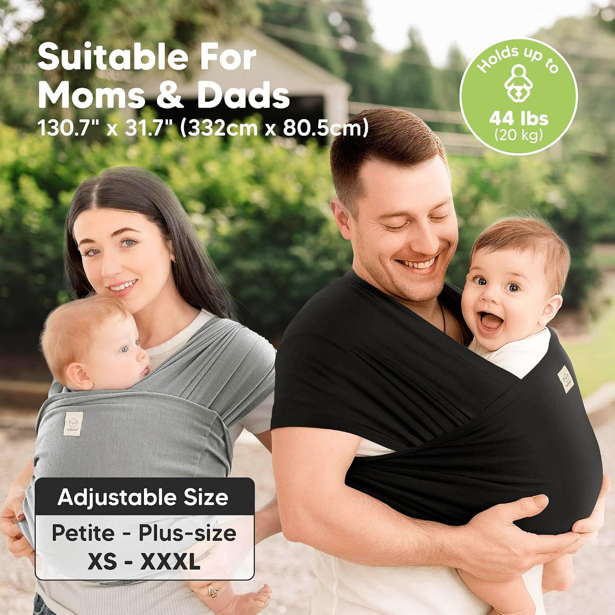 KeaBabies D-Lite Wrap Carrier – Stone Gray