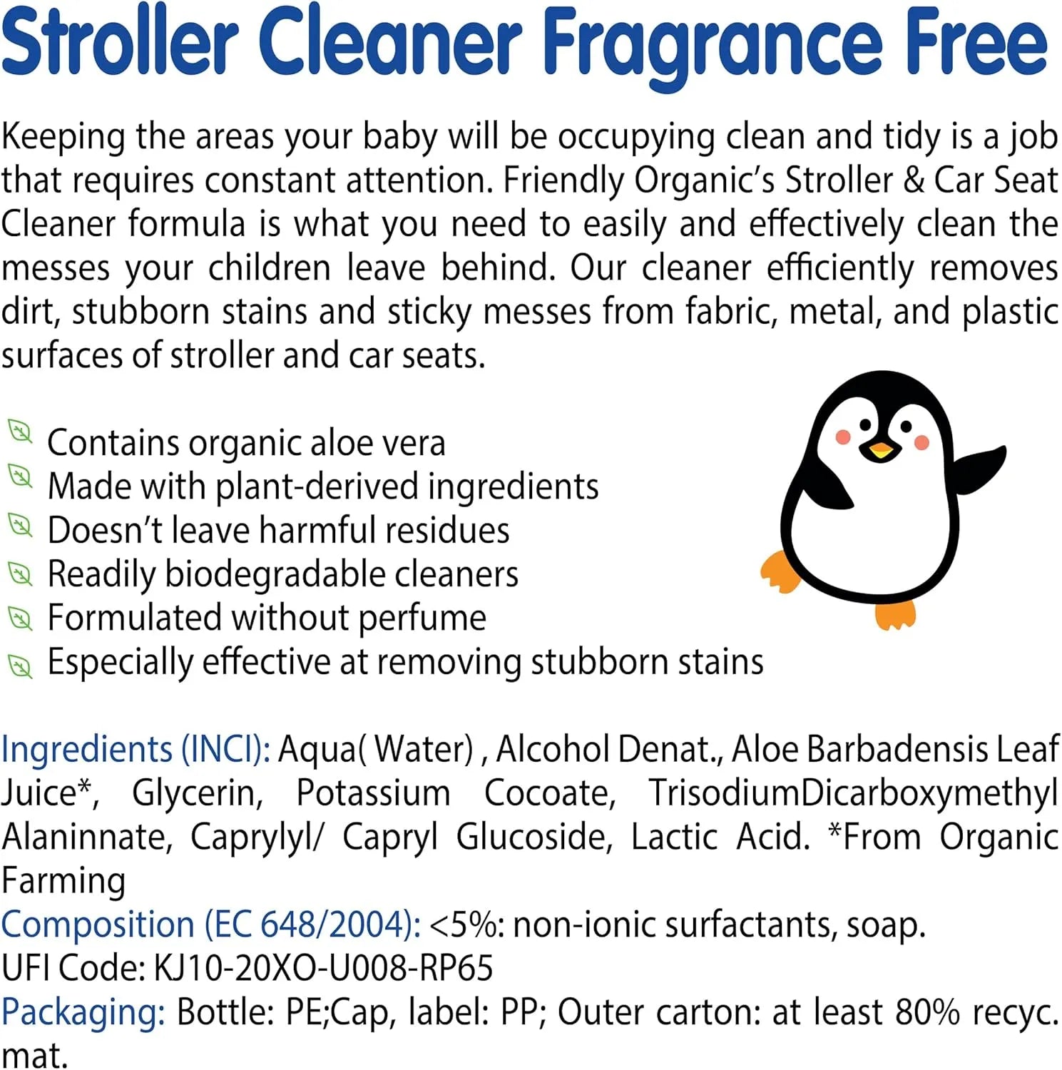 Friendly Organic Fragrance Free Stroller & Car Seat Cleaner (250 ml)