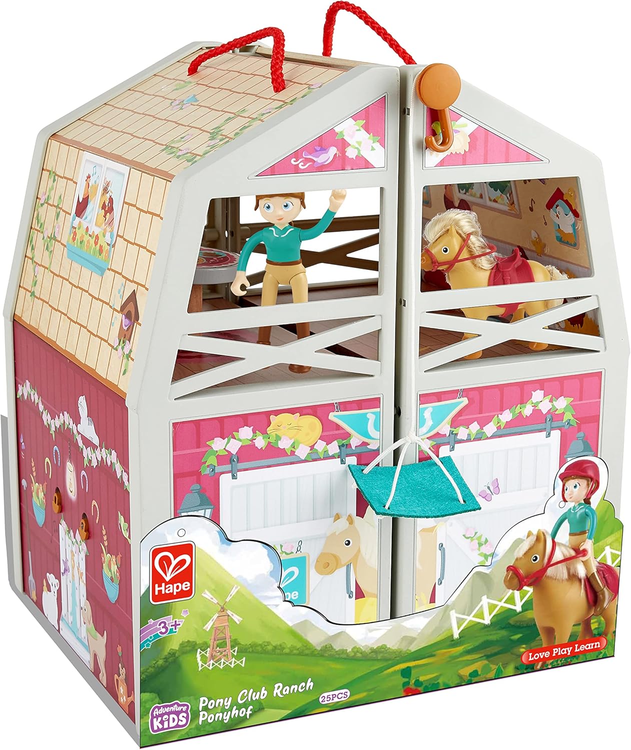 Hape Pony Ranch Barn Stable Club Playset Doll House