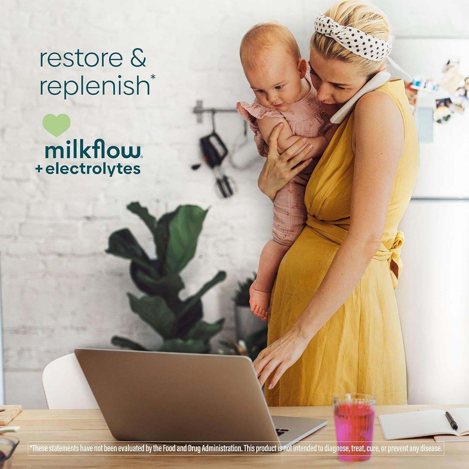 UpSpring Milkflow Electrolyte Breastfeeding Supplement Drink Mix with Fenugreek, Berry Flavor, 16 Drink Mixes