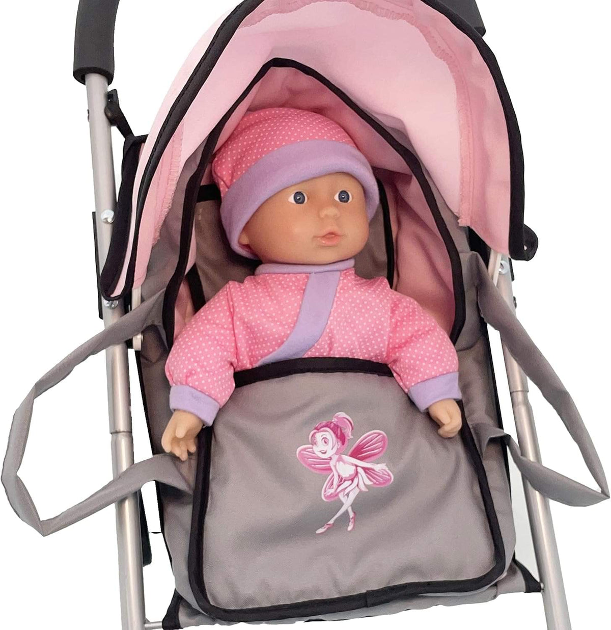 Dimian Bambolina Doll Buggy Set with 29cm Soft Doll & Carrier Cot