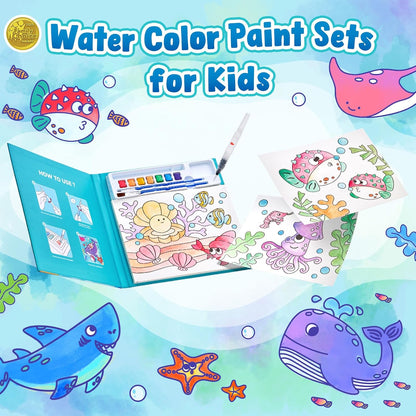 JoyCat Watercolour Colouring Book – Sea Creatures – Cyan